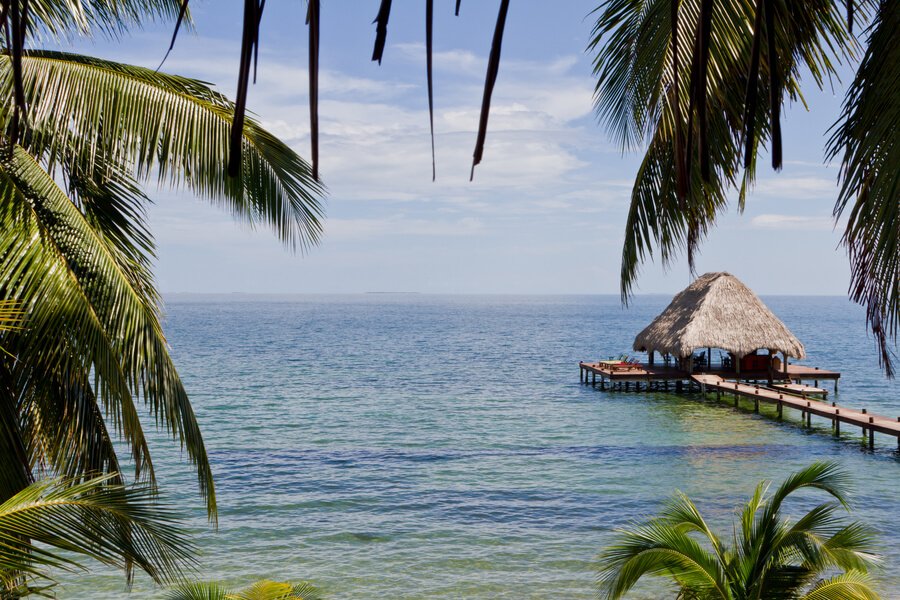 Overwater bungalow on Guatemala’s Caribbean coast